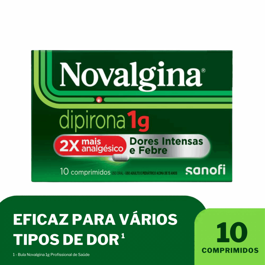 Novalgina 1G Dipirona 10 Comprimidos para Dores Intensas e Febre