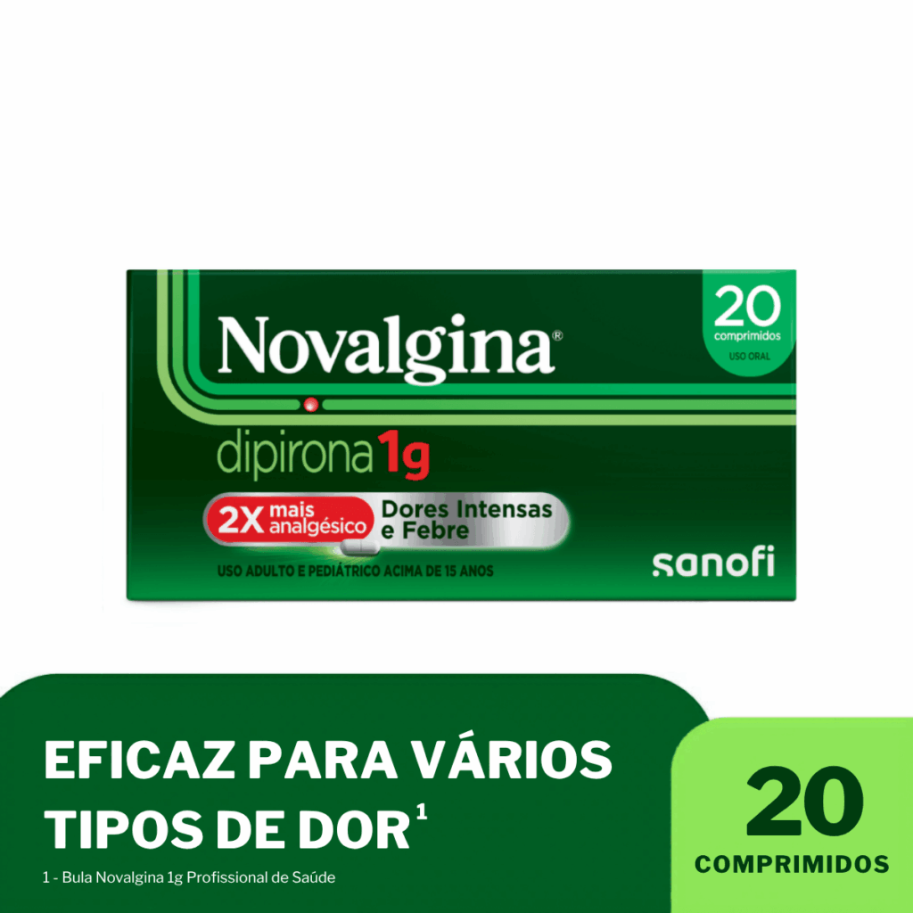 Novalgina 1g Dipirona 20 Comprimidos para Dores Intensas e Febre