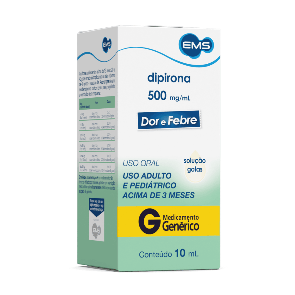 Dipirona Monoidratada 500mg/ml Solução Gotas 10ml Genérico EMS
