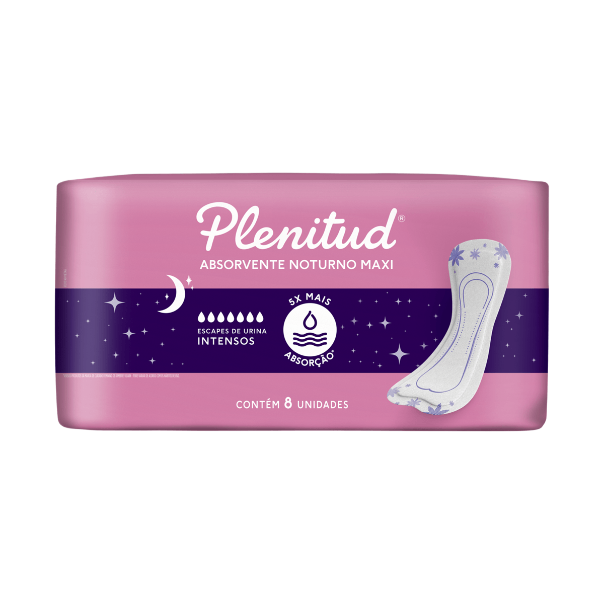 Absorvente Plenitud Femme Incontinência Urinária Noturno Maxi Sem Abas Fluxo Intenso 8 Unidades