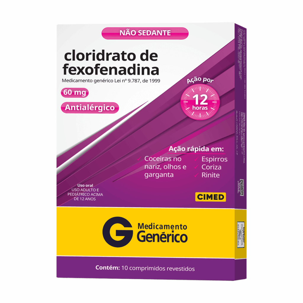 Cloridrato de Fexofenadina 60mg 10 Comprimidos Revestidos Genérico Cimed