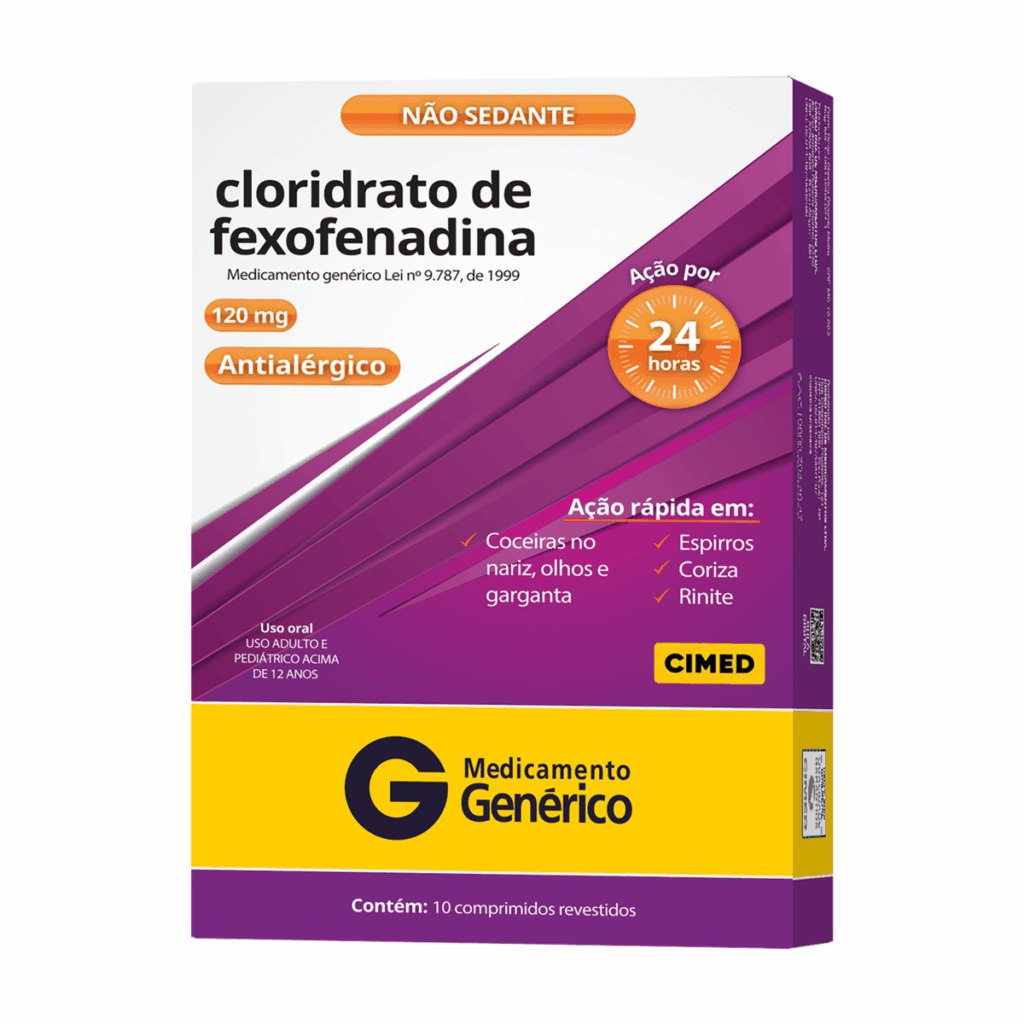 Cloridrato de Fexofenadina 120mg 10 Comprimidos Revestidos Genérico Cimed