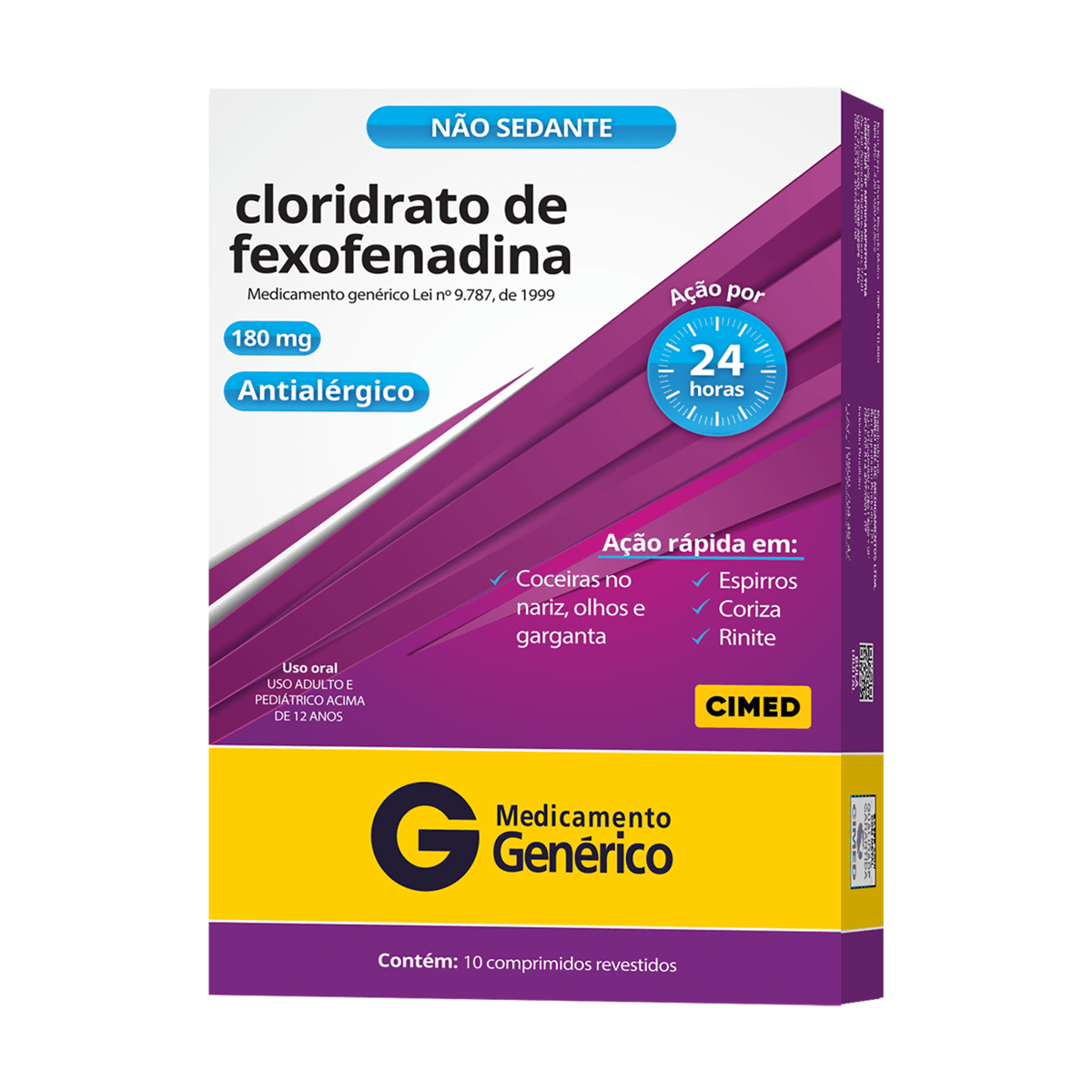 Cloridrato de Fexofenadina 180mg 10 Comprimidos Revestidos Genérico Cimed