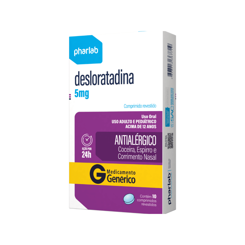 Desloratadina 5mg 10 Comprimidos Revestidos Genérico Pharlab