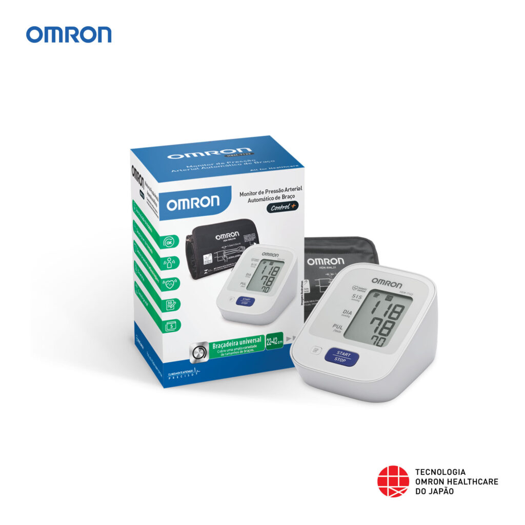 Aparelho de Pressão Braço Omron HEM-7122 Medidor Controle da Hipertensão