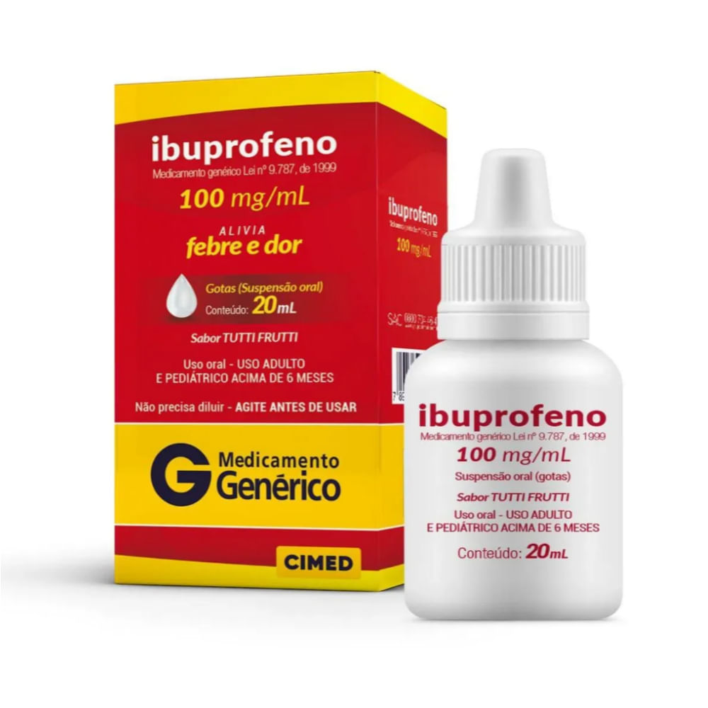 Ibuprofeno 100mg/ml Suspensão Oral Gotas 20ml Genérico Cimed