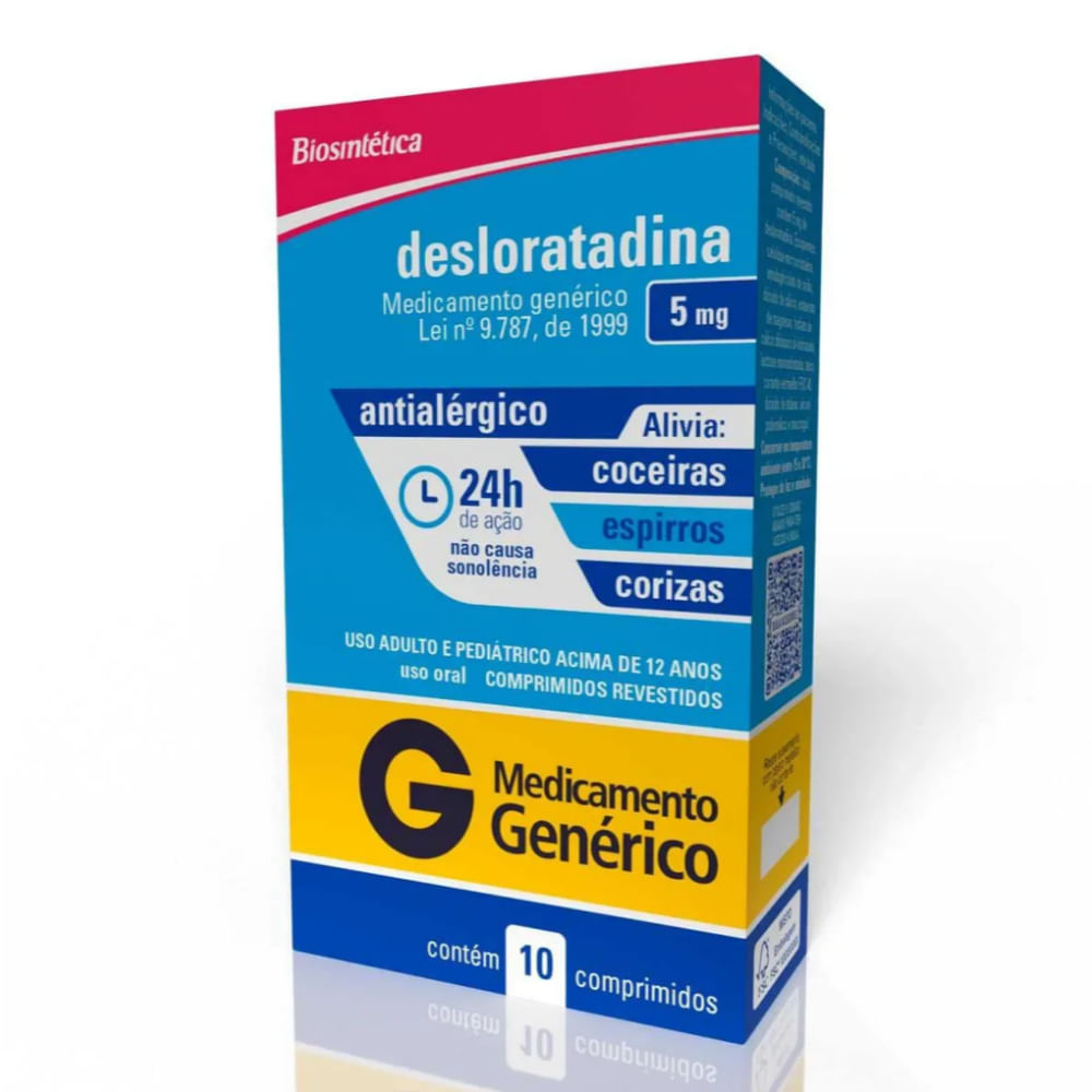 Desloratadina 5mg 10 Comprimidos Revestidos Genérico Biosintética