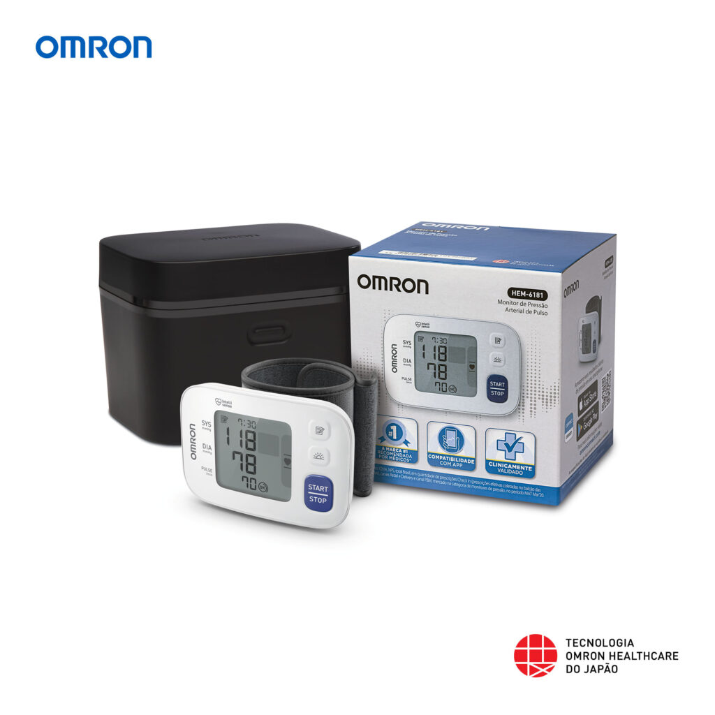 Aparelho de Pressão Pulso Omron HEM-6181 Digital Portátil para Hipertensos