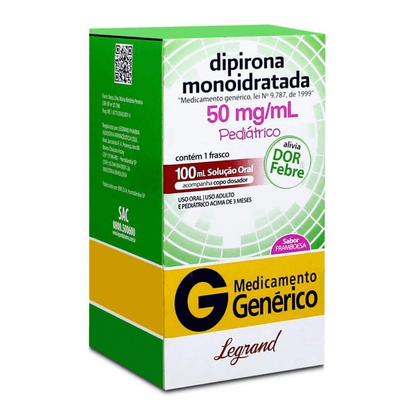 Dipirona Sódica 50mg/ml Solução Oral 100ml Genérico Legrand