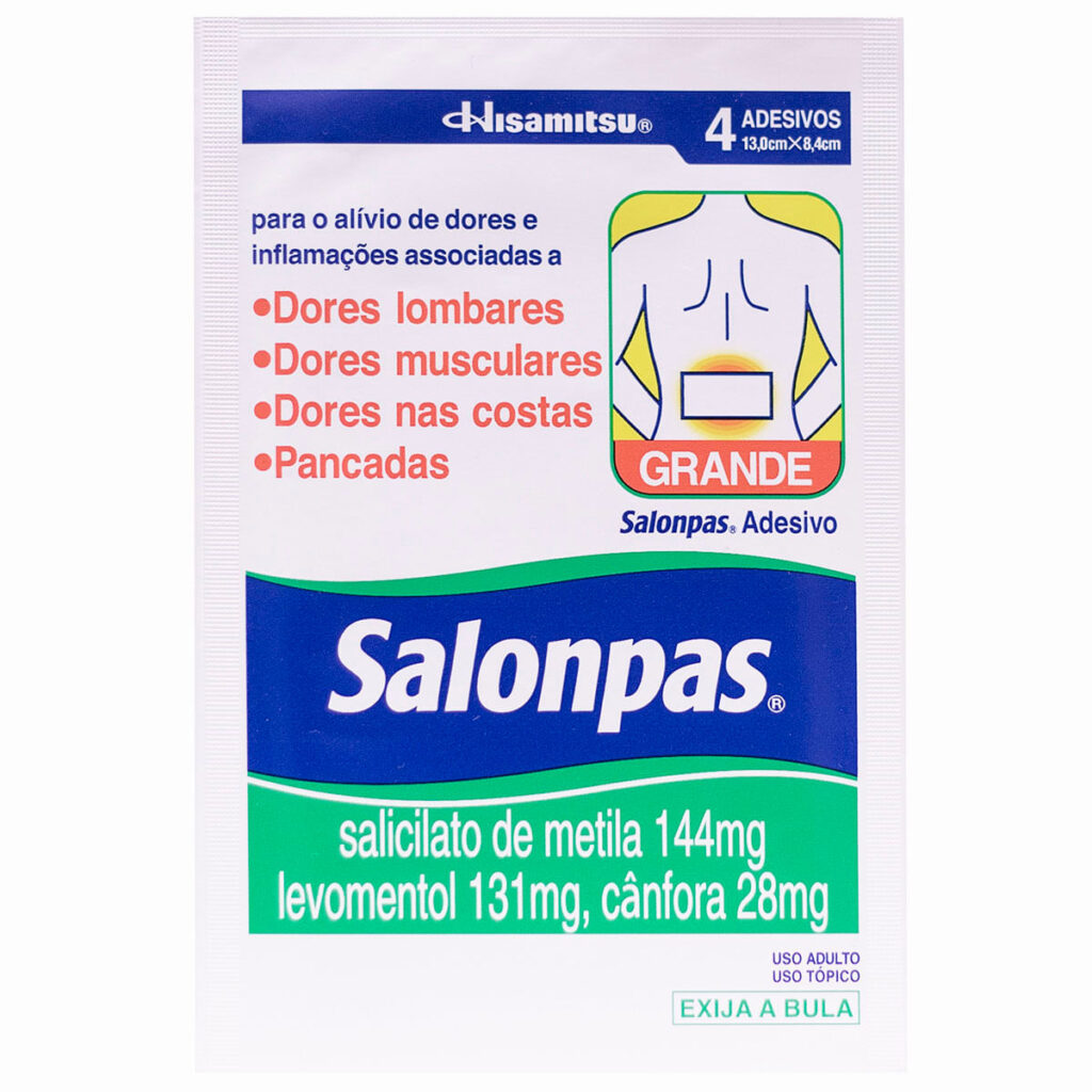 Salonpas 144mg + 131mg + 28,4mg Grande 4 Adesivos