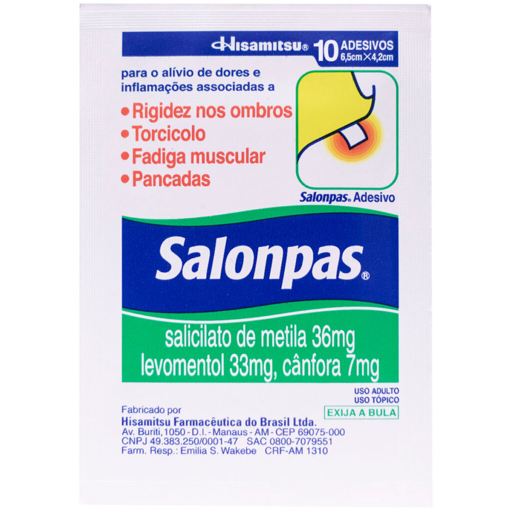 Salonpas 36 mg + 33 mg + 7,1 mg Pequenos 10 Adesivos